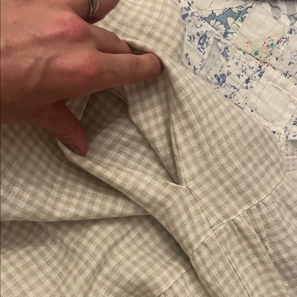 notPERFECTLINEN Beige Gingham Midi Skirt - Picture 4 of 4